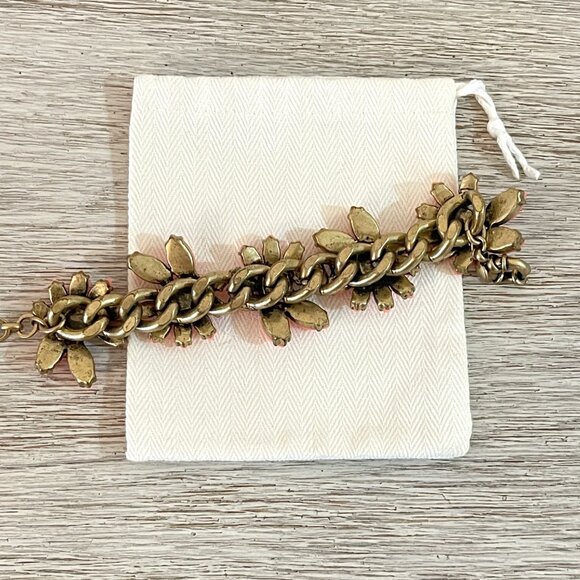 J. Crew Bracelet Statement Coral Gold Flower with Pouch - Picture 3 of 8